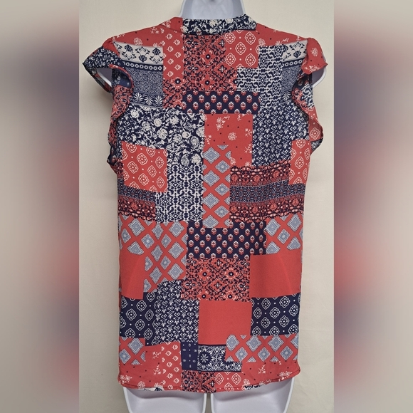 Lipslide Pullover Blouse Top V Neck Ruffled Cap Sleeve L - Picture 3 of 6